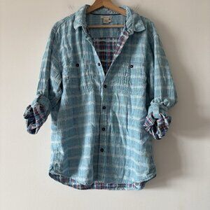 Carbon 2 Cobalt Men's Sea Change Shirt Size Large Interwoven Check STAIN AS IS!